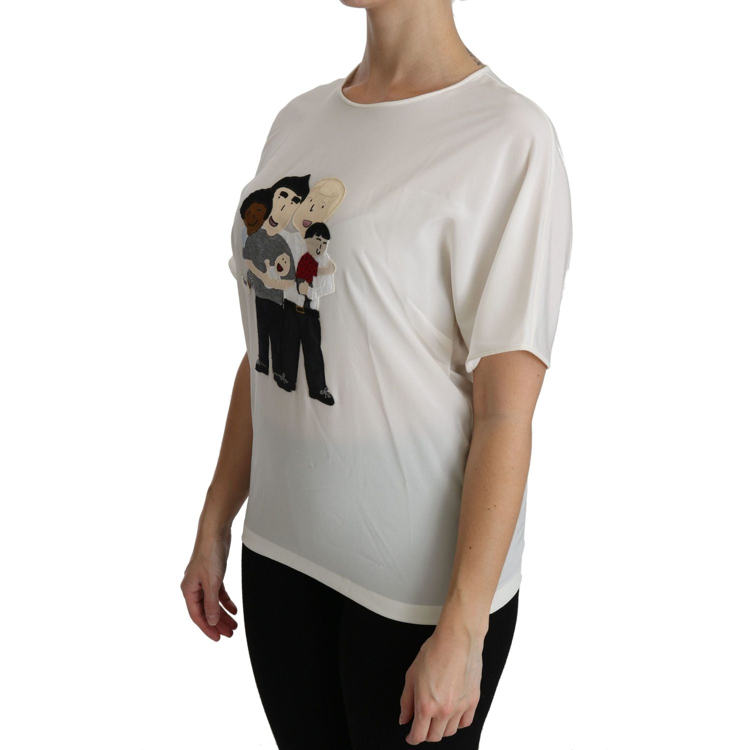 بلوزة دولتشي آند غابانا الأنيقة المصنوعة من مزيج الحرير ذات الرقبة المستديرة