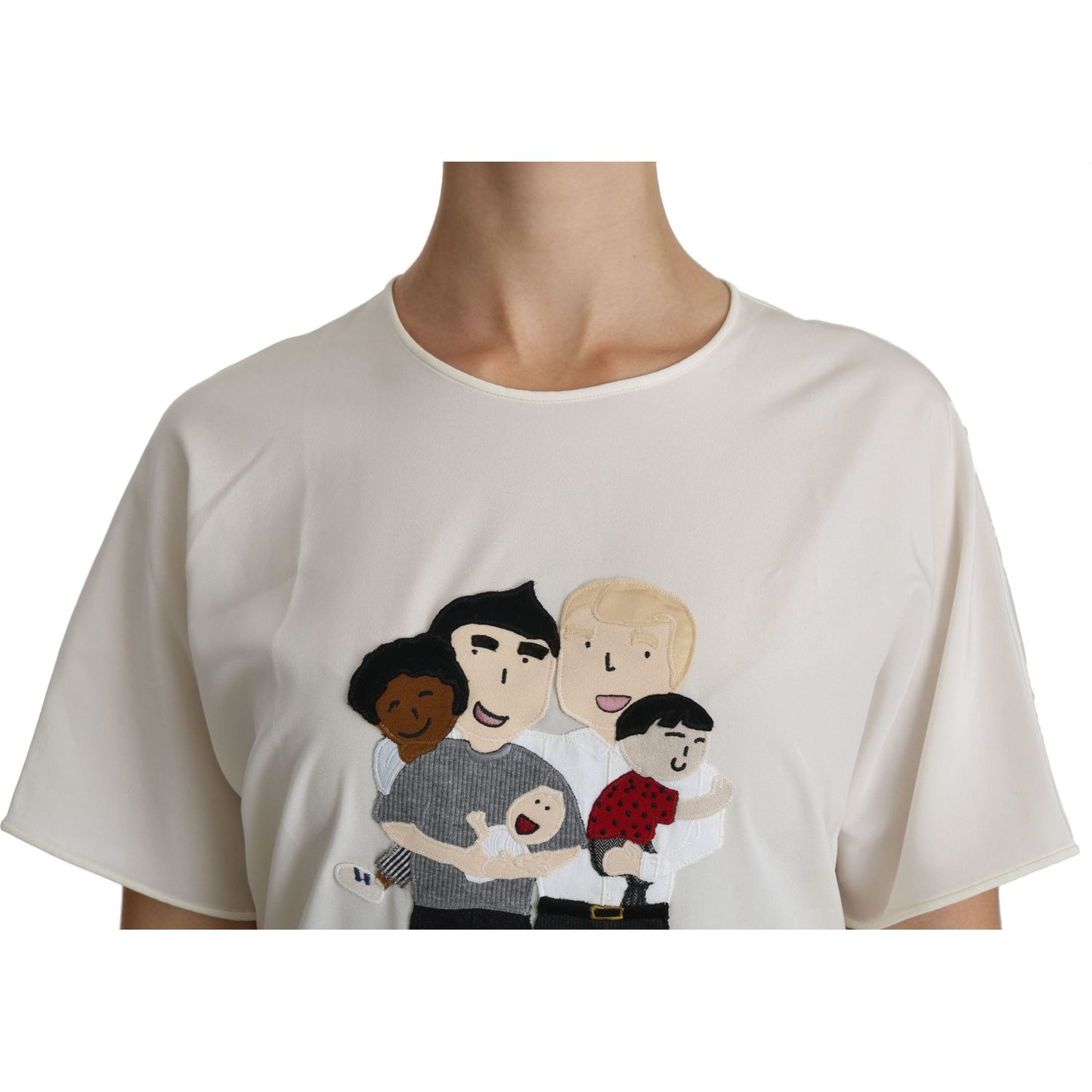 Dolce & Gabbana White #dgfamily Patch Short Sleeve Blouse Top