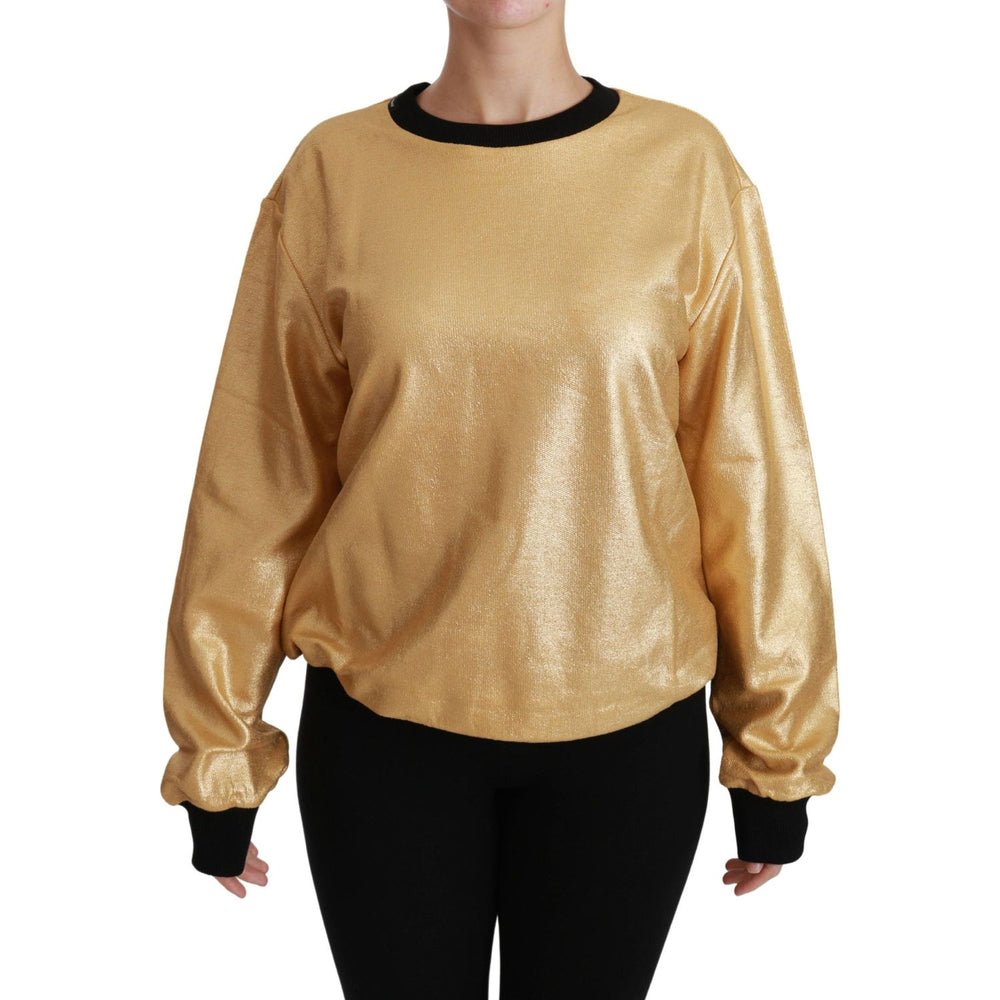Dolce & Gabbana Gold Cotton Crewneck Pullover Sweater TSH4417-36