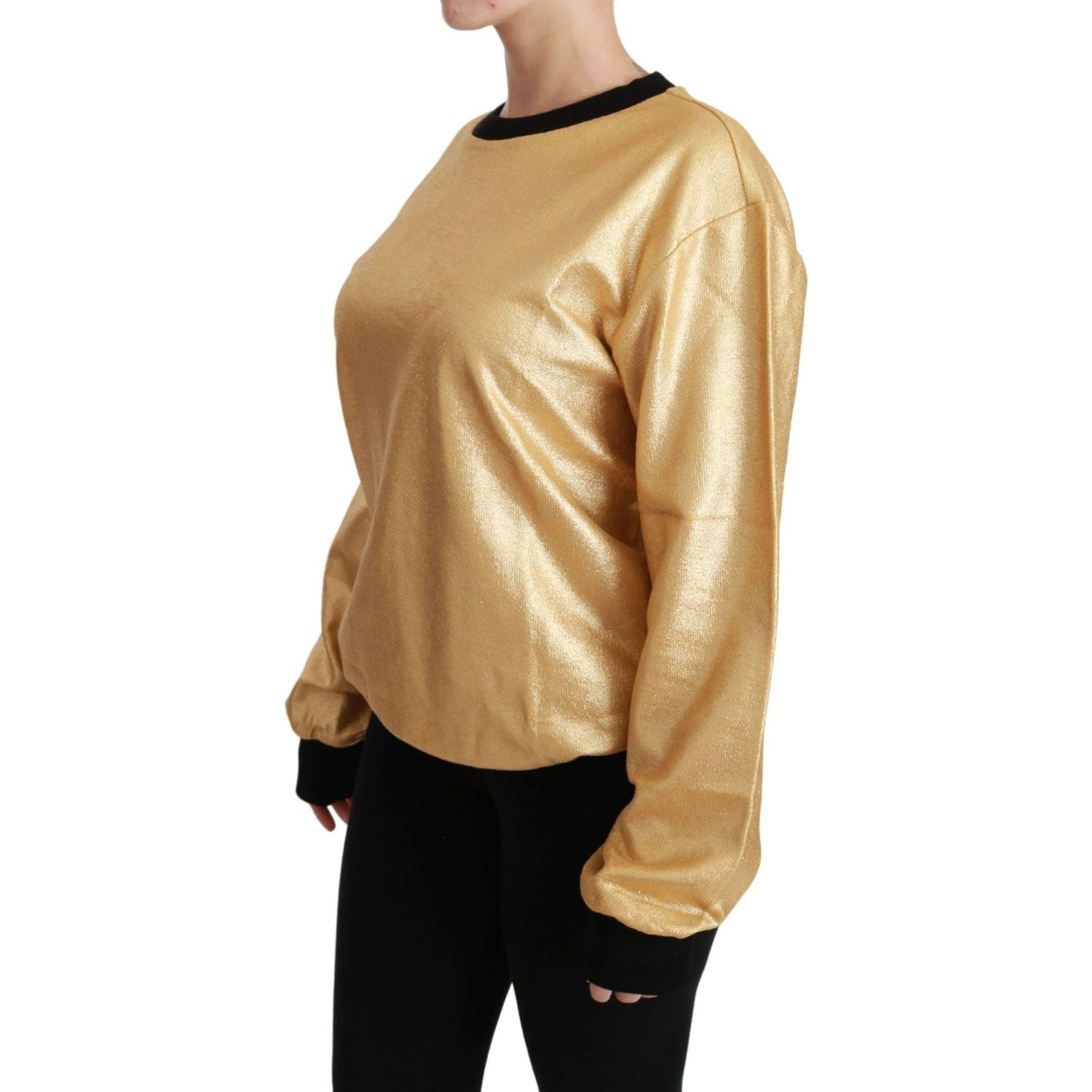 Dolce & Gabbana Gold Cotton Crewneck Pullover Sweater TSH4417-36