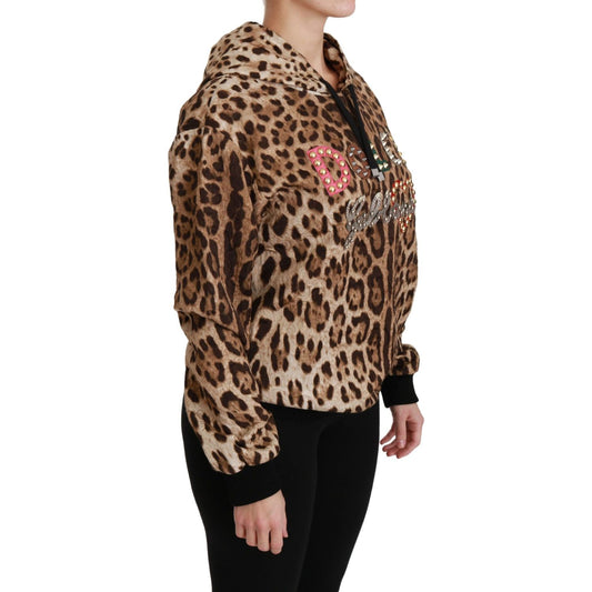 Dolce & Gabbana Brown Hooded Studded Ayers Leopard Sweater TSH4420-36