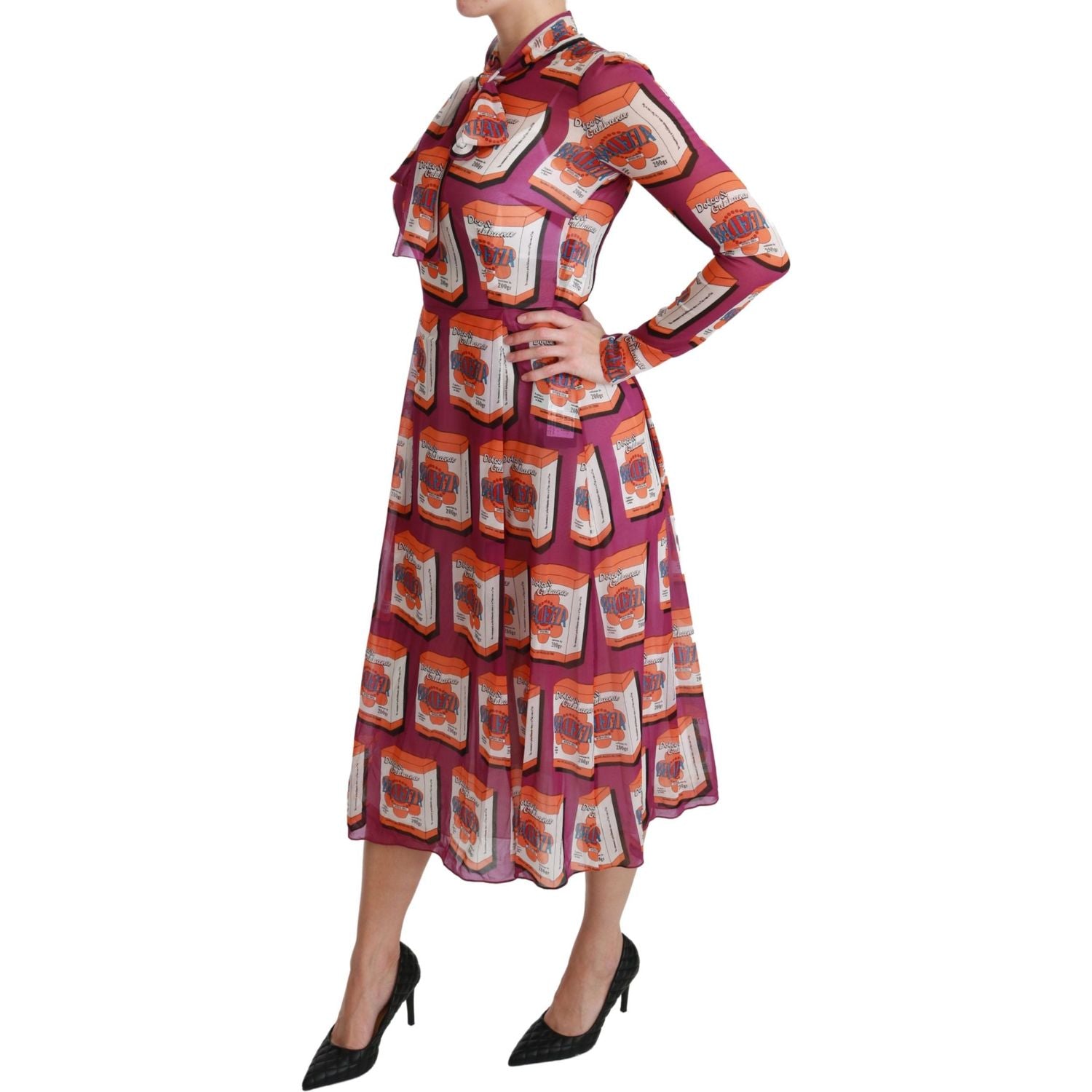 فستان دولتشي آند غابانا الأنيق من الحرير بطبعات بيليزا