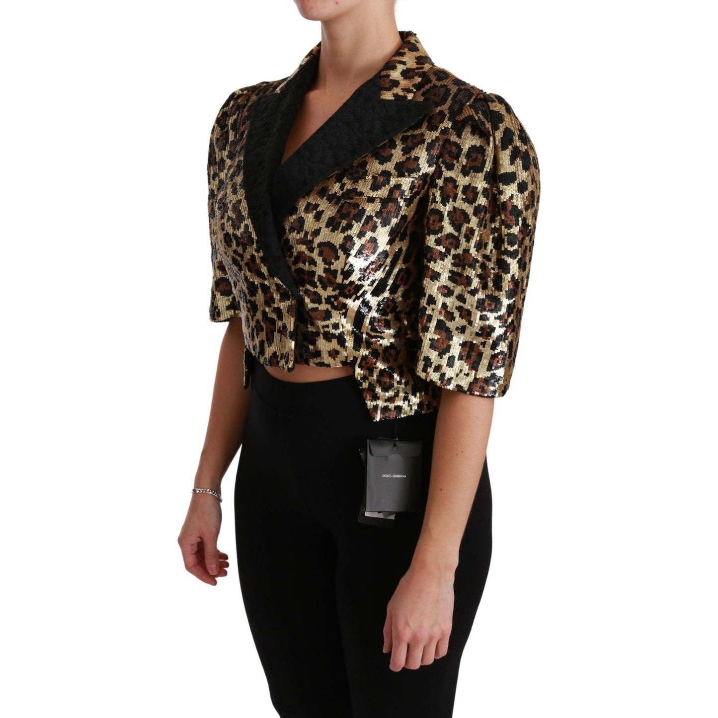 Dolce & Gabbana Blazer Gold Leopard Sequined Jacket Coats & Jackets