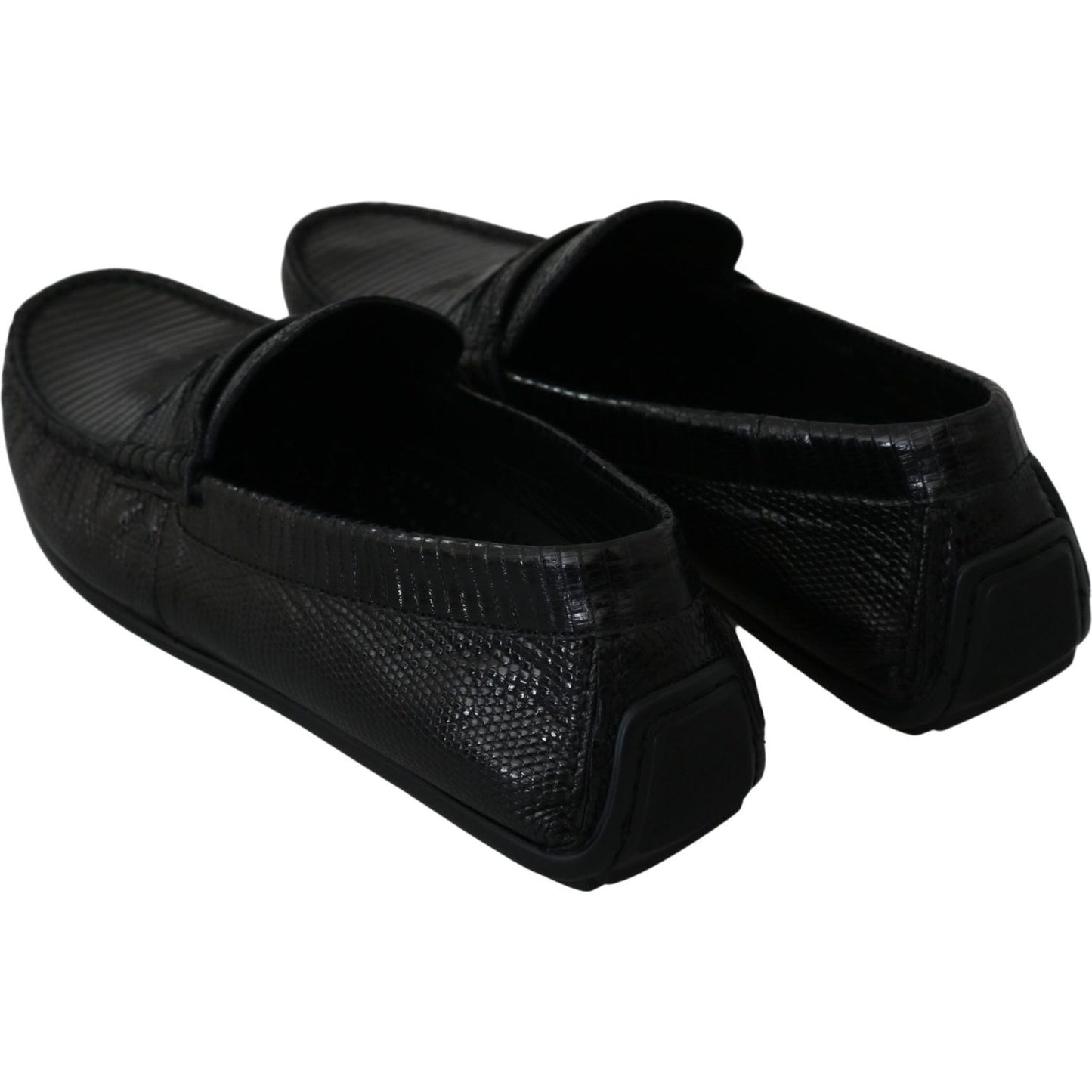 Dolce & Gabbana Black Lizard Leather Flat Loafers Shoes MV2675-39