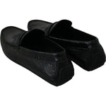 Dolce & Gabbana Black Lizard Leather Flat Loafers Shoes MV2675-39