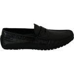 Dolce & Gabbana Black Lizard Leather Flat Loafers Shoes MV2675-39