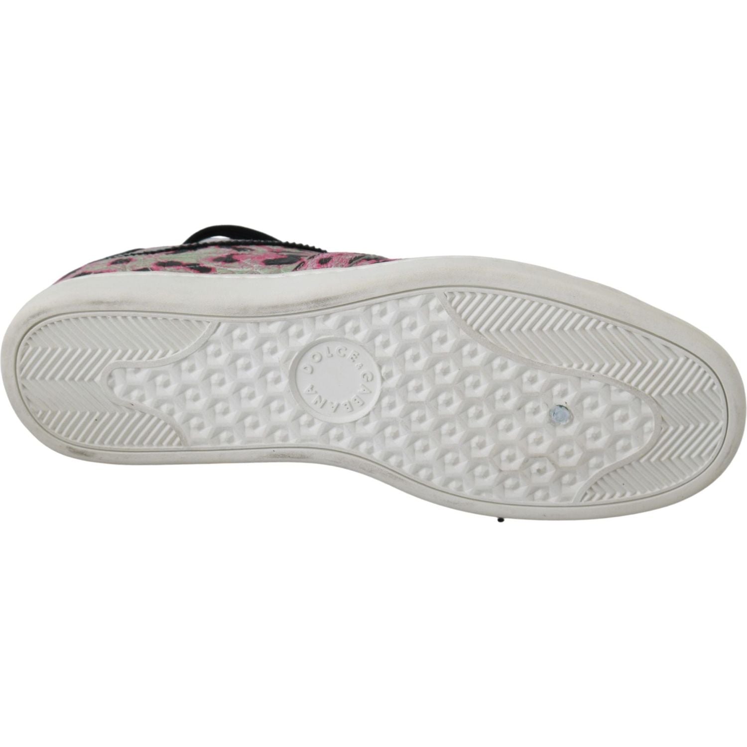 Dolce & Gabbana Pink Leopard Print Training Leather Flat Sneakers