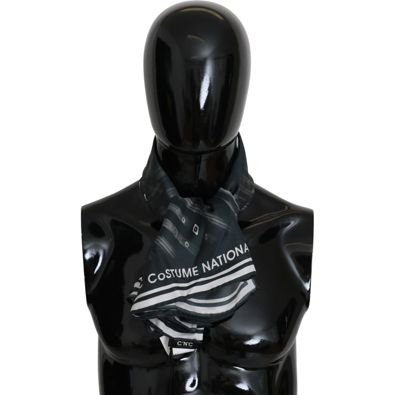 优雅丝绸印花蓝色围巾