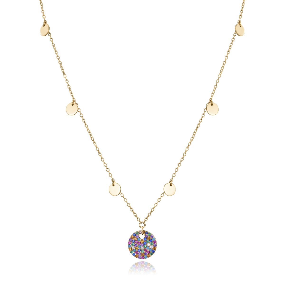 Gold necklace with colorful pendant designed by VICEROY JEWELS Mod. 13071C100-39 for ladies, featuring a quartz chronograph movement.