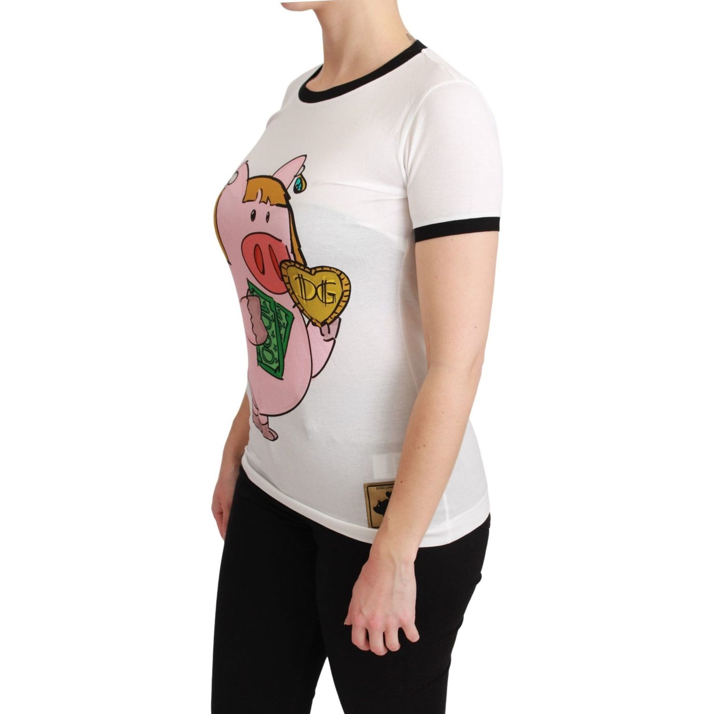 Dolce & Gabbana White YEAR OF THE PIG Top Cotton T-shirt