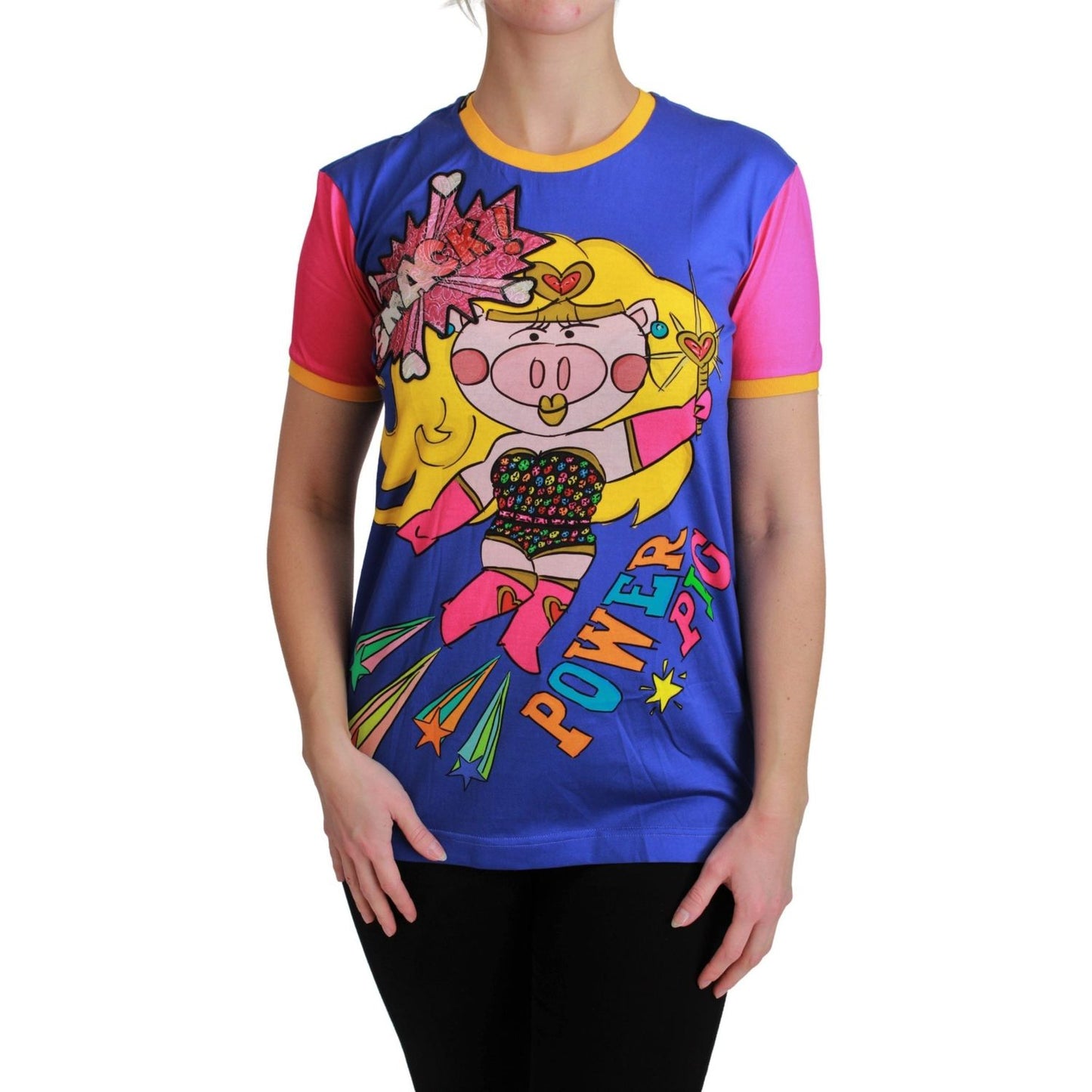 Dolce & Gabbana Purple PIG SUPERGIRL Top Cotton T-shirt