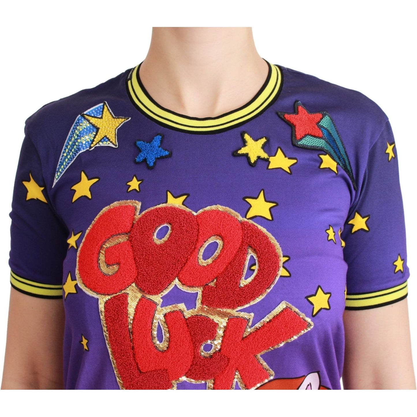 Dolce & Gabbana Purple YEAR OF THE PIG Top Cotton T-shirt TSH4554-36