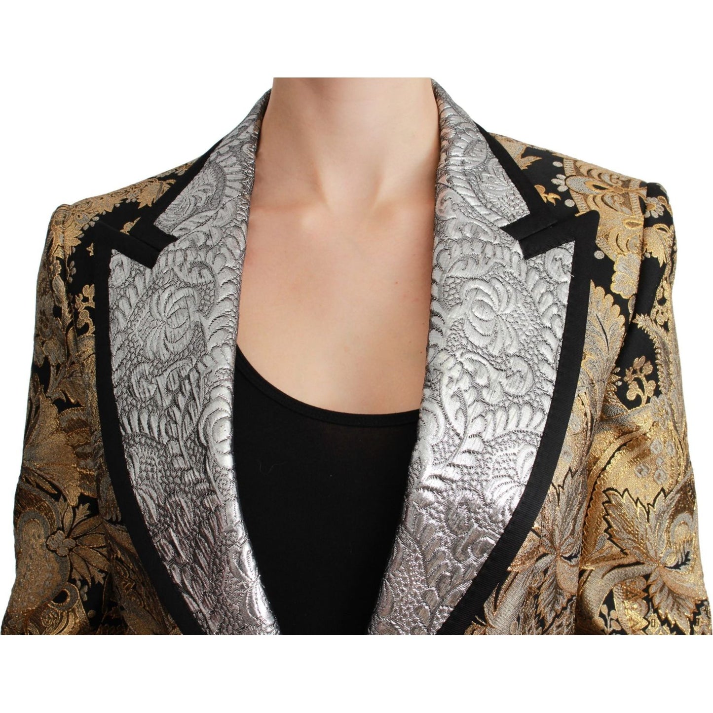 Dolce & Gabbana Black Gold Jacquard Blazer Jacket JKT2627-38