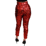 Dolce & Gabbana Red Sequined Cropped Trousers Pants PAN71052-40