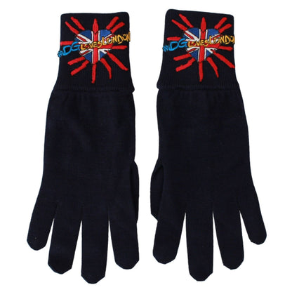 Dolce & Gabbana Blue #DGLovesLondon Embroidered Wool Gloves