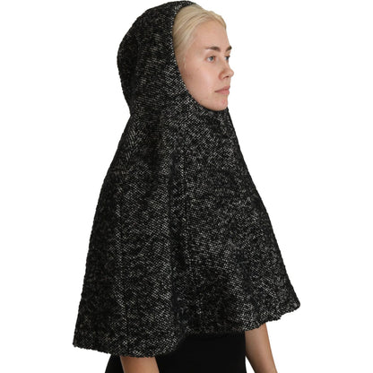 Dolce & Gabbana Gray Tweet Wool Kaftan Jacket Coat Top Hood Scarf