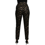 Dolce & Gabbana Black Gold Brocade High Waist Pants PAN71087-It40