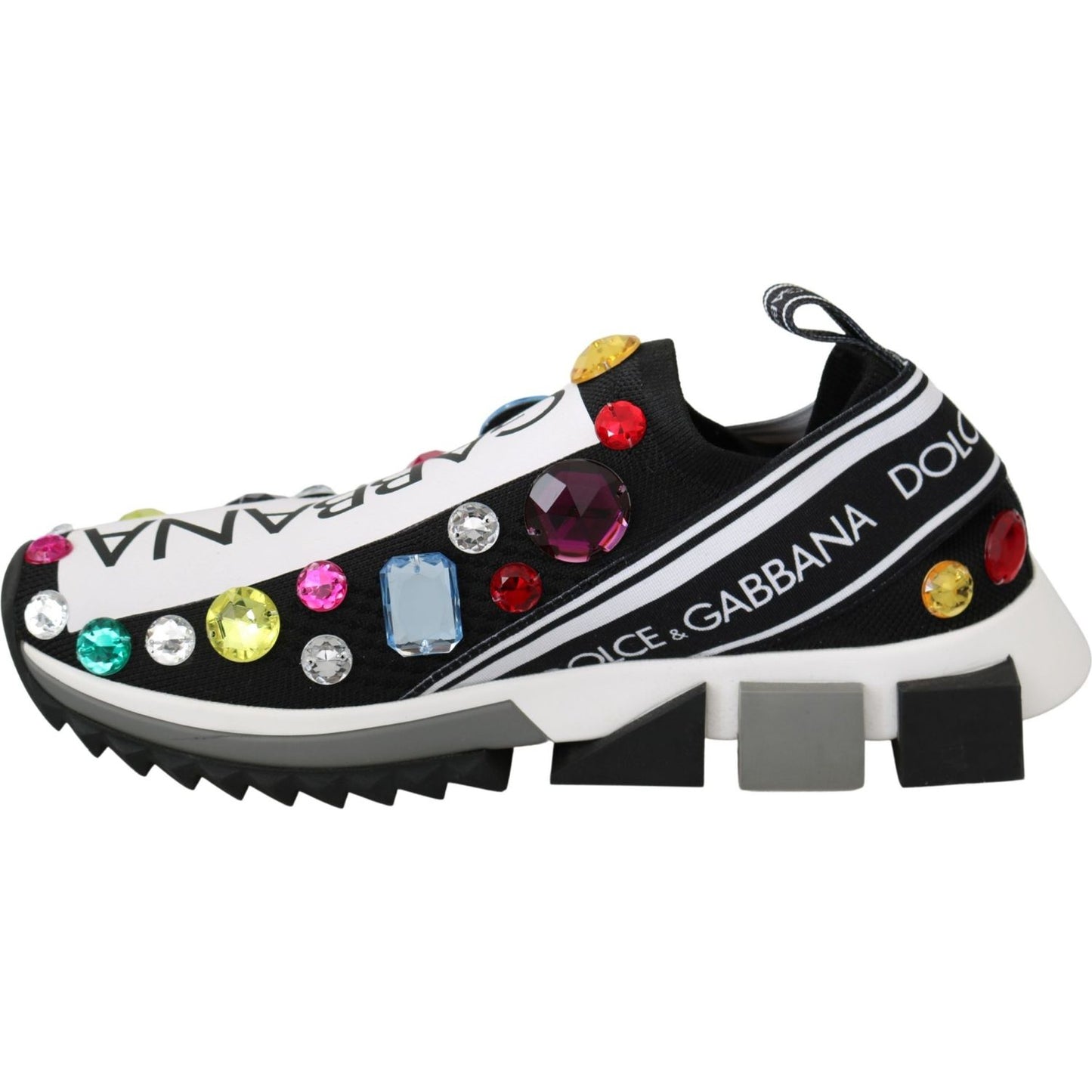 Dolce & Gabbana Black Multicolor Crystal Sneakers Shoes LA7129-35.5