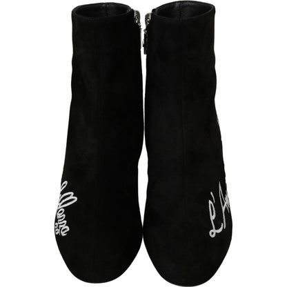 Dolce & Gabbana Black Suede L'Amore E'Bellezza Boots Shoes