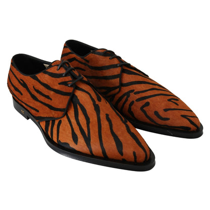 Dolce & Gabbana Orange Pony Hair Formal Dress Broque Shoes