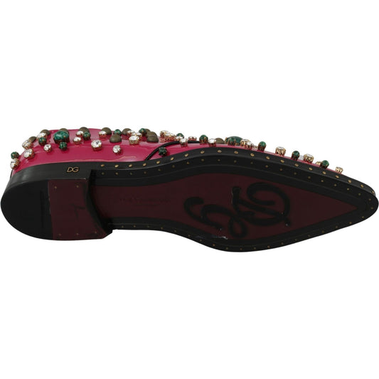 Dolce & Gabbana Pink Leather Crystals Dress Broque Shoes LA7218-41