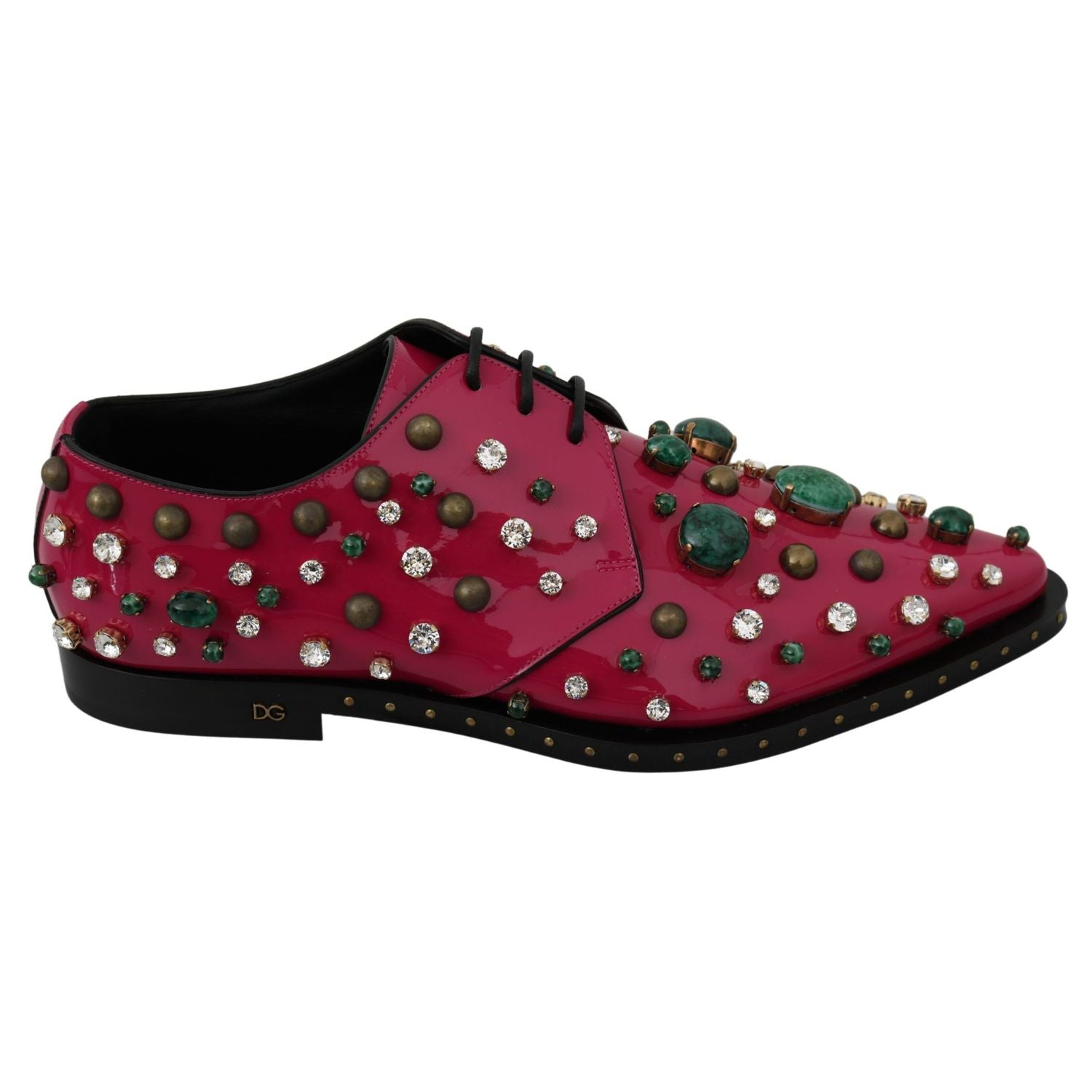 Dolce & Gabbana Pink Leather Crystals Dress Broque Shoes