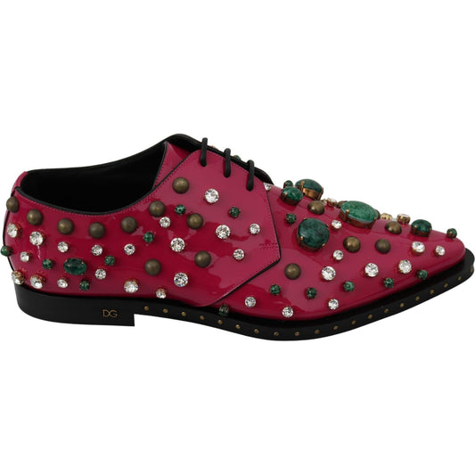 Dolce & Gabbana Pink Leather Crystals Dress Broque Shoes LA7218-41