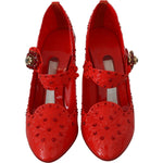 Dolce & Gabbana Red Floral Crystal CINDERELLA Heels Shoes LA7289-40
