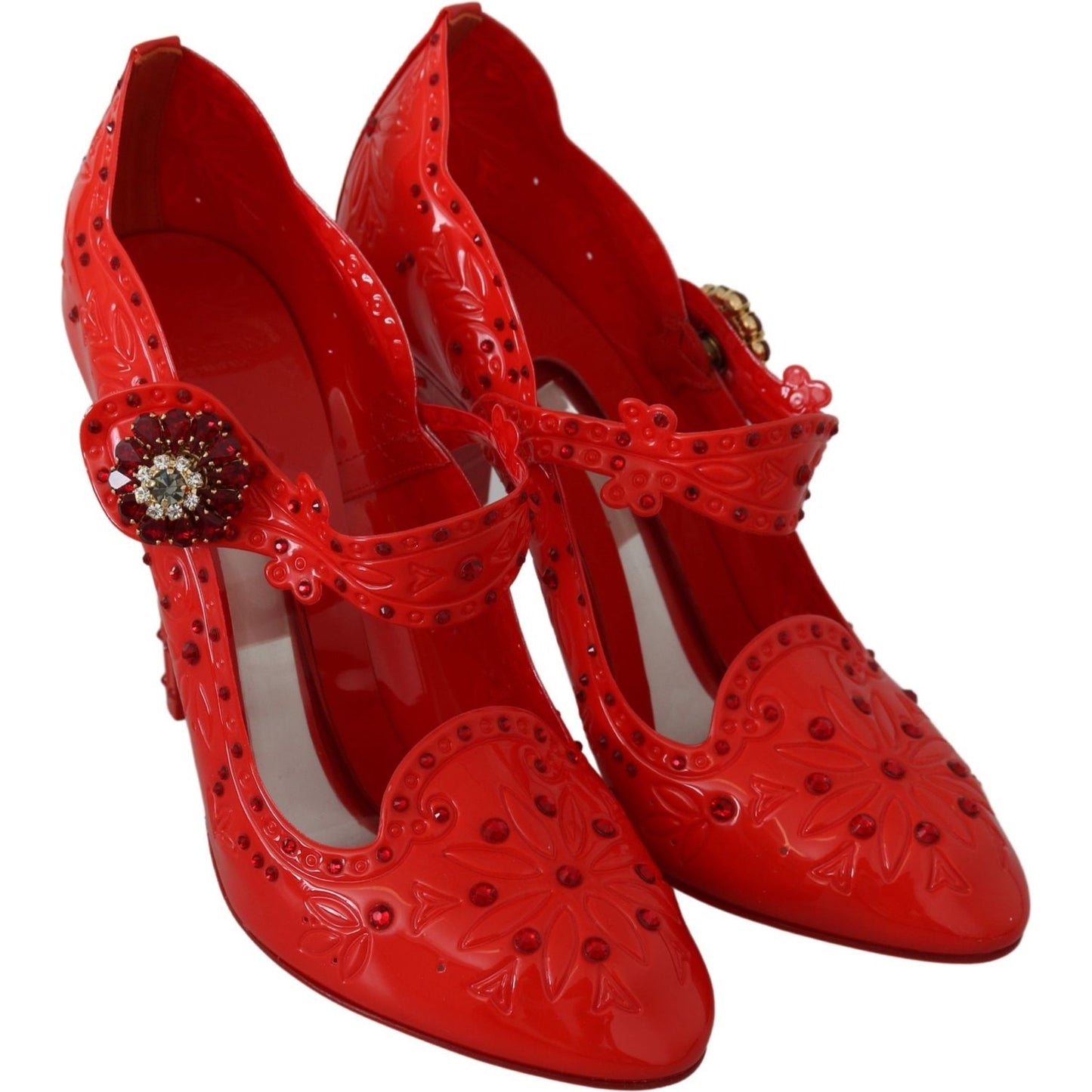 Dolce & Gabbana Red Floral Crystal CINDERELLA Heels Shoes LA7289-40