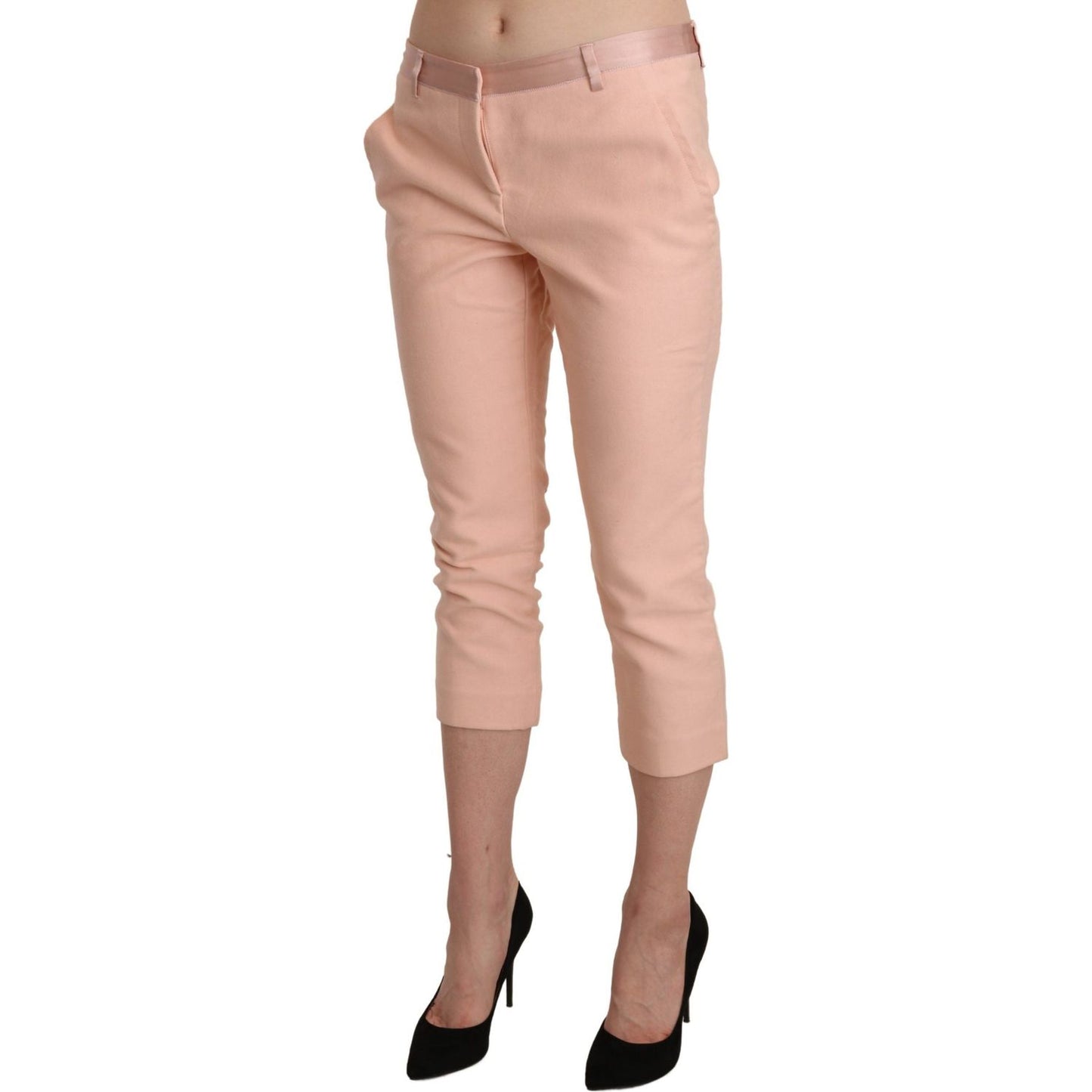 Ermanno Scervino Pink Low Waist Skinny Cropped Capri Pants