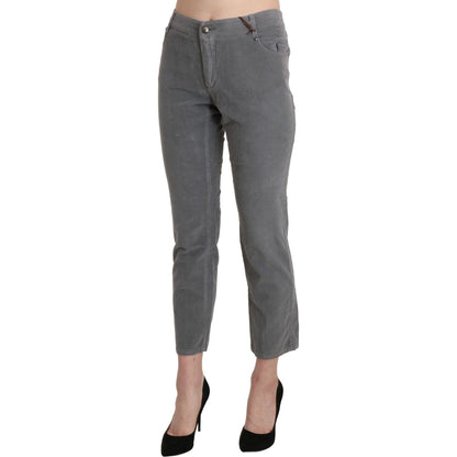 Ermanno Scervino Gray Cropped Cotton Stretch Trouser Pants