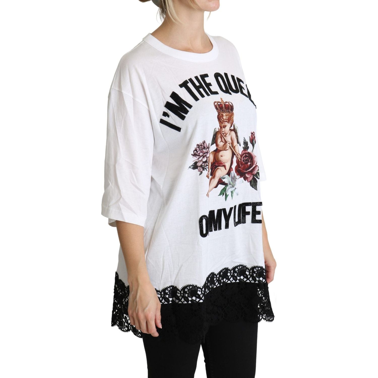 تي شيرت دولتشي آند غابانا الأنيق المصنوع من مزيج القطن باللون الأبيض