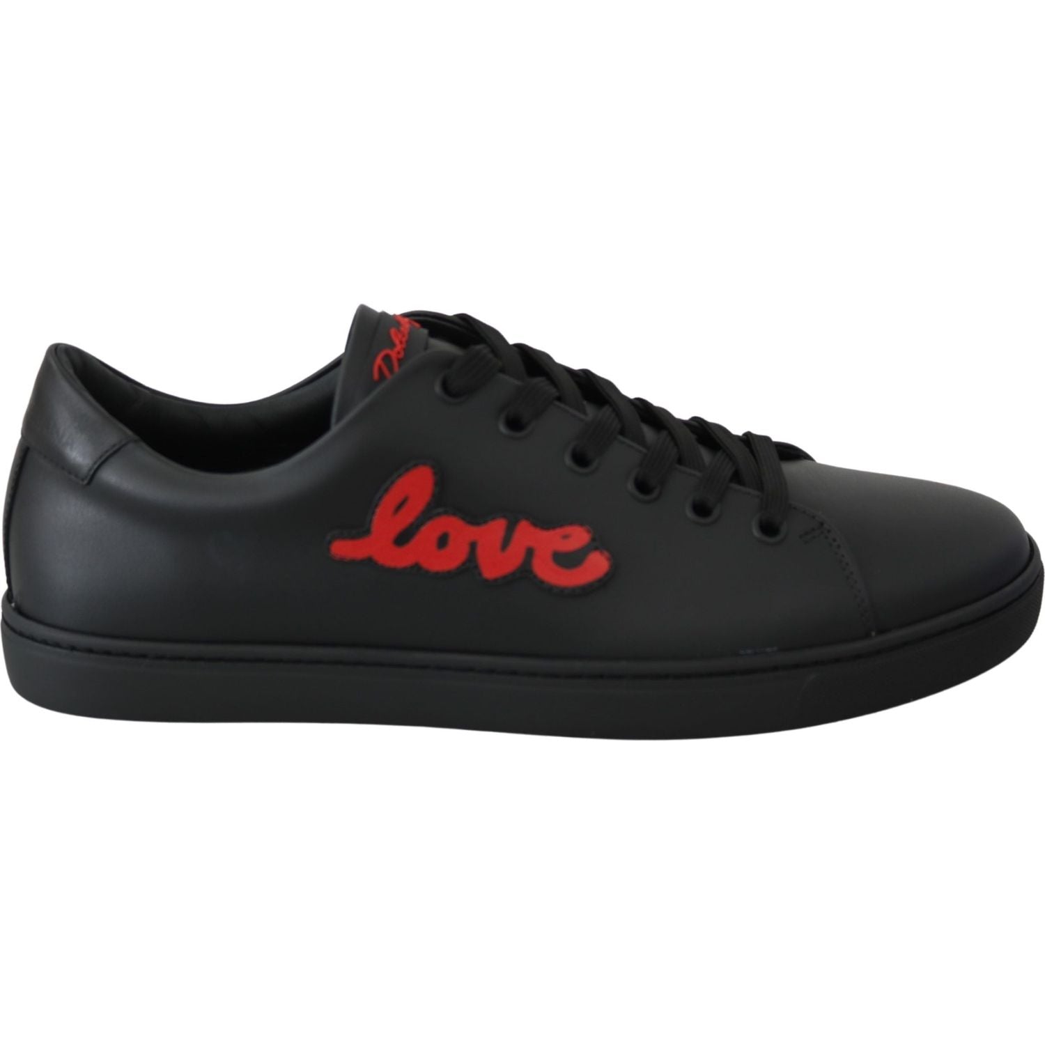 Dolce & Gabbana Black Leather Love Heart Sneakers Womens Shoes