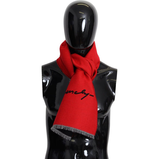 Givenchy Red Black Wool Unisex Winter Warm Scarf Wrap Shawl BGMS1845