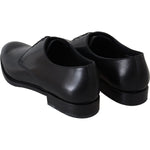 Dolce & Gabbana Black Leather SARTORIA Hand Made Shoes MV3734-39.5