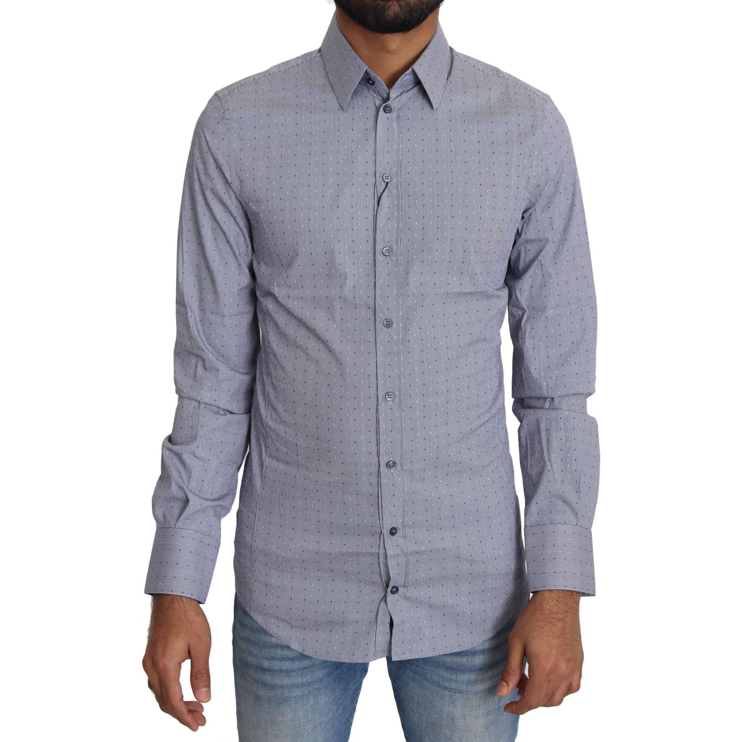 قميص دولتشي آند غابانا سيسيليا بقصّة Slim Fit من مزيج القطن المنقط