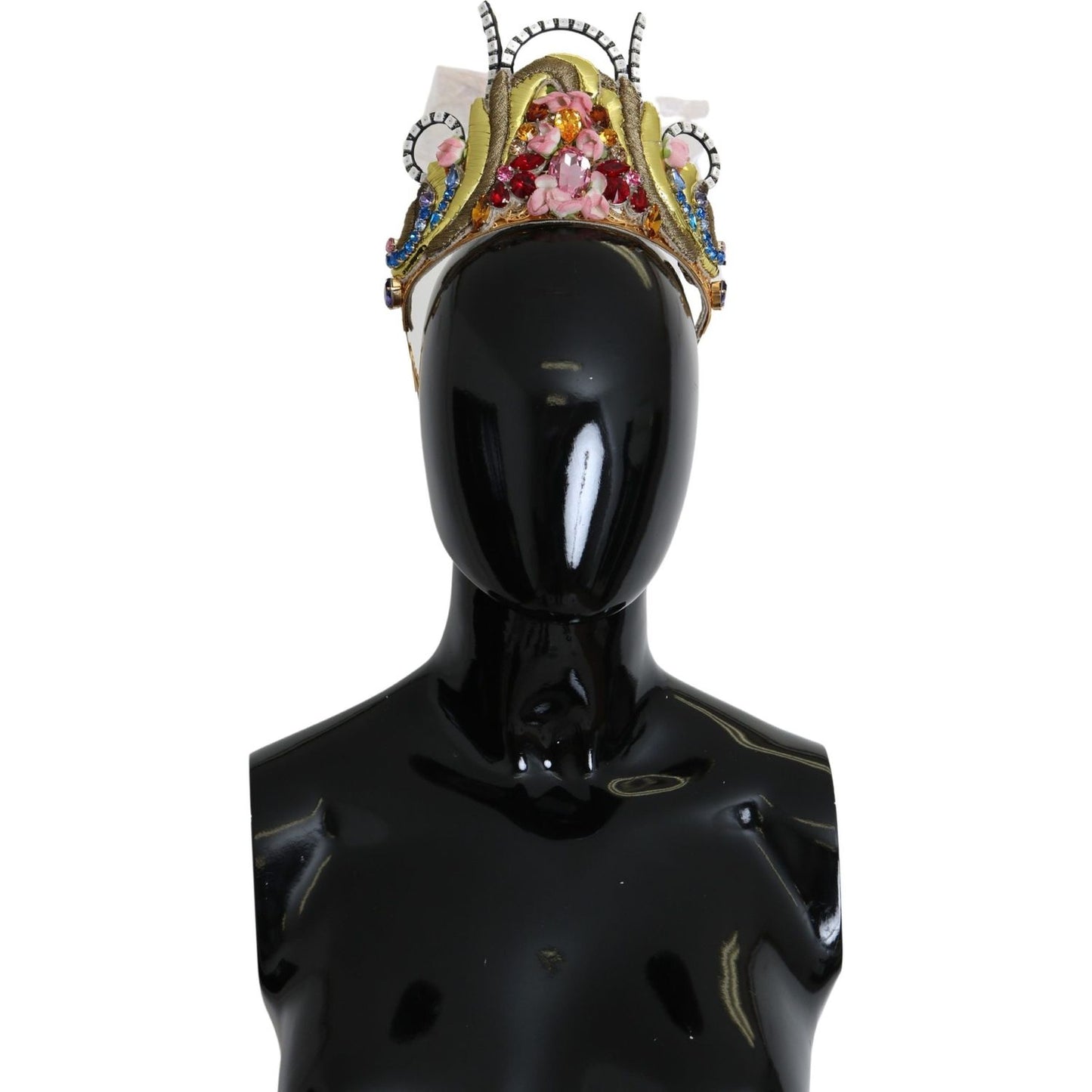 Dolce & Gabbana Gold Brass Floral Crystals LED Lights Crown Tiara Diadem Diadem