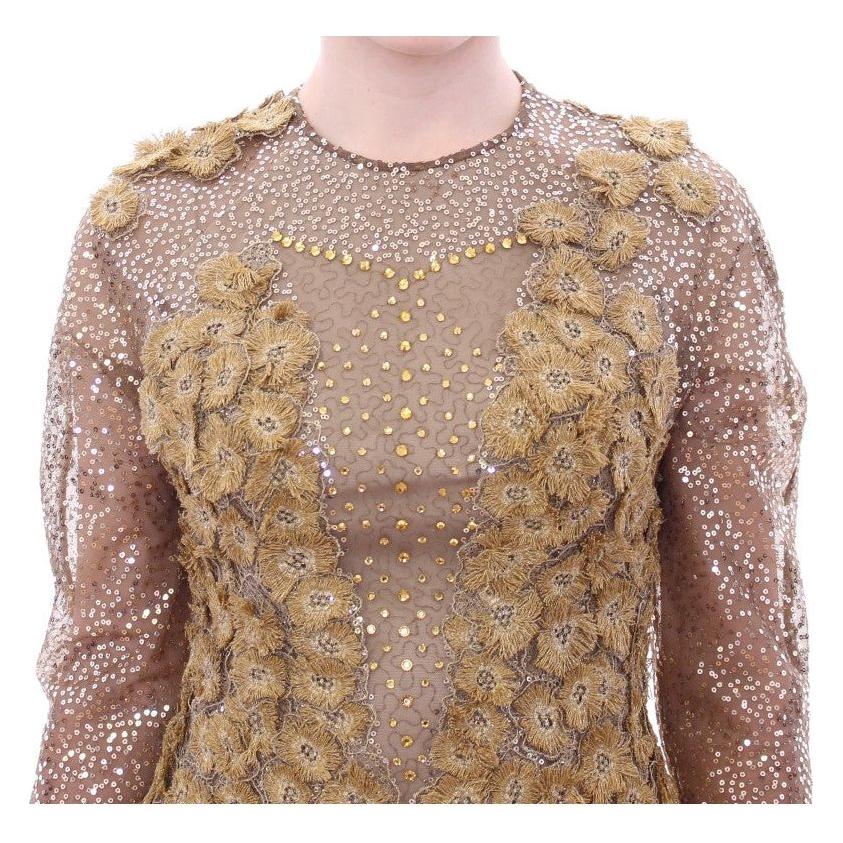 Lanre Da Silva Ajayi GOLD Long Lace Maxi Crystal Dress GSS10136-1