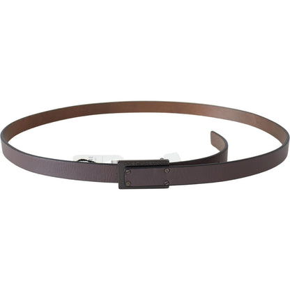 Costume National Brown Leather Tactical Logo Buckle Dark Belt