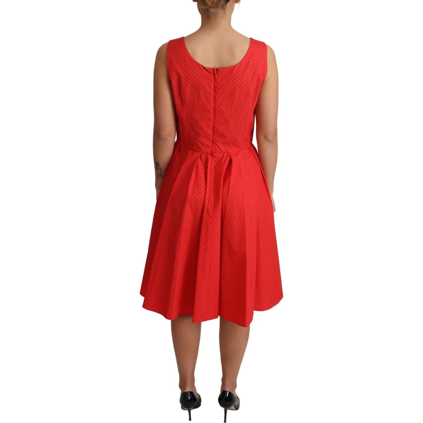 Dolce & Gabbana Red Polka Dotted Cotton A-Line Dress