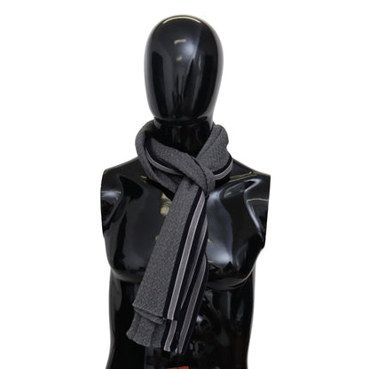 Missoni Gray Stripes Pattern 100% Wool Unisex Neck Wrap Scarf