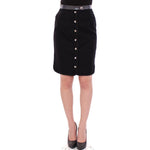 Corrado De Biase Black Metal Buttons Cotto Wool Skirt GSS10175-1