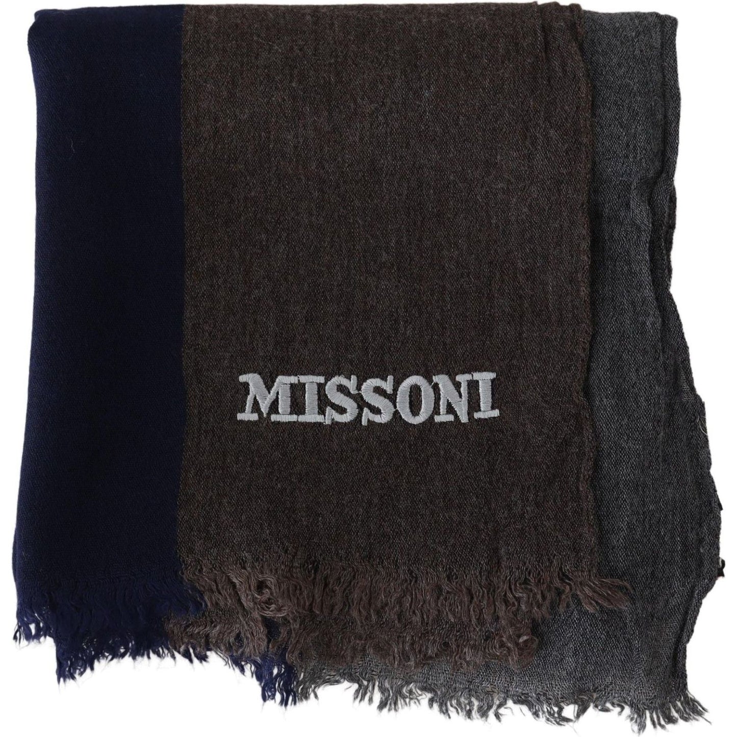 Missoni Multicolor Striped Wool Unisex Wrap Fringes Scarf