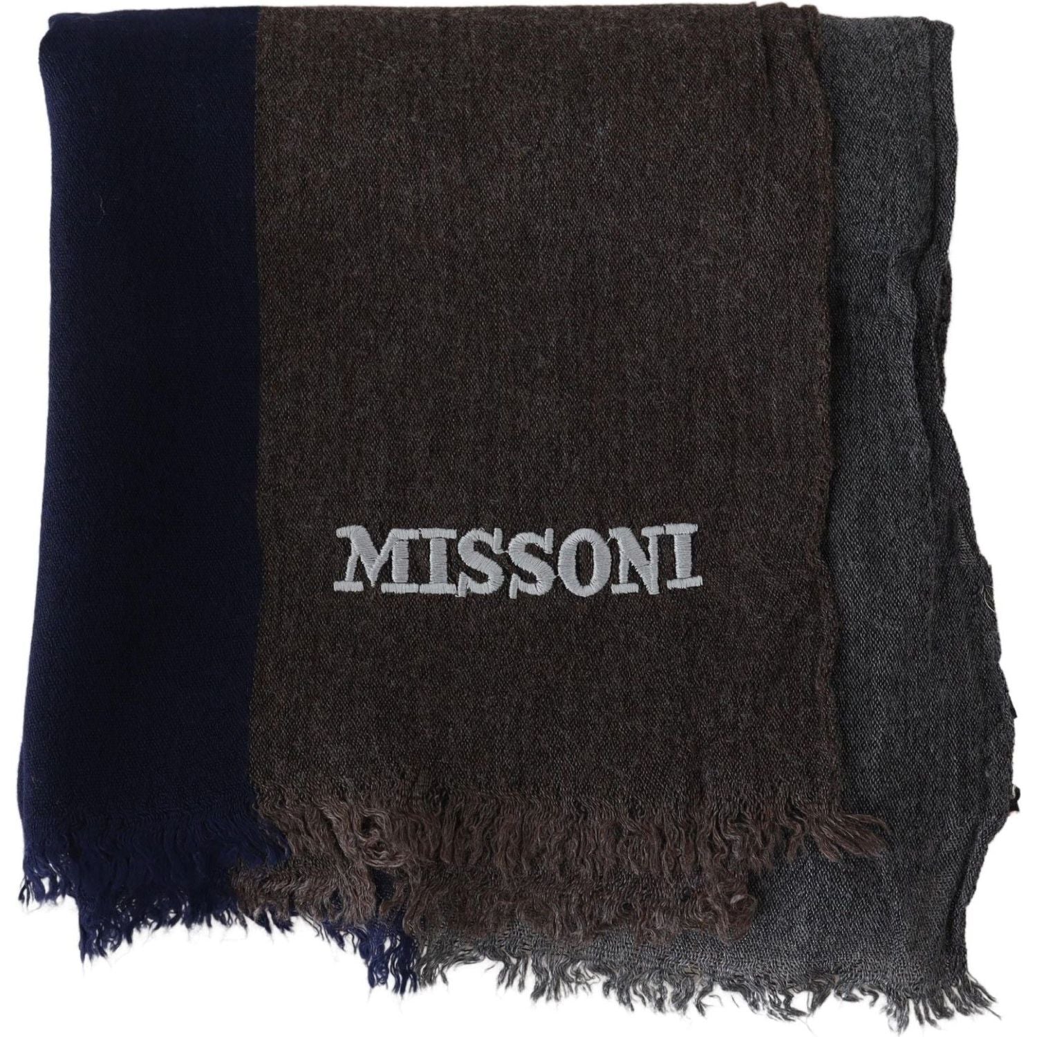 Missoni Multicolor Striped Wool Unisex Wrap Fringes Scarf