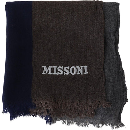 Missoni Multicolor Striped Wool Unisex Wrap Fringes Scarf