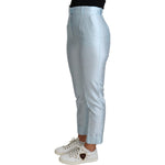 Dolce & Gabbana Light Blue Silk Cropped Tapered Trouser Pants PAN71558-IT38