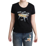 Moschino Black Cotton Come Play 4 Us Print Tops T-shirt TSH5063-40