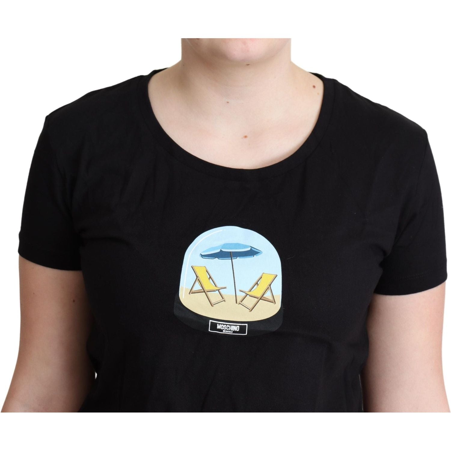 时尚黑色棉质圆领 T 恤