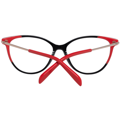 Front view of Emilio Pucci Black Plastic Glasses (Frames) with full-rim black frames and contrasting red accents, designed for women.