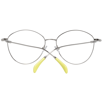 Emilio Pucci Blue Metal Glasses Frames for women, silver full-rim, size 54-16-140, with branded case and spring hinge.